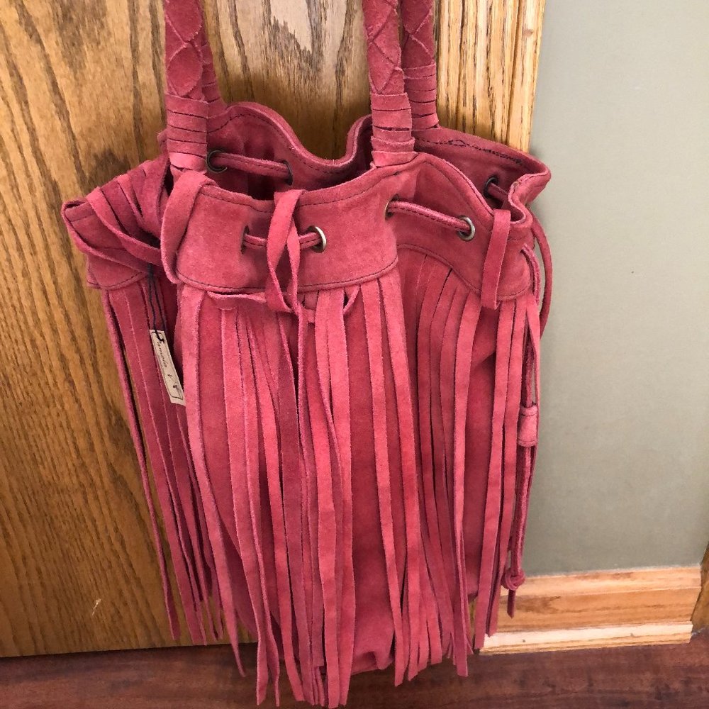 Fringe Red Suede Purse - New with tags